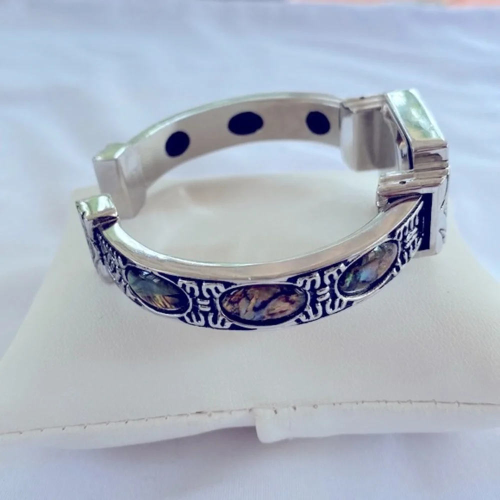 Working! Vivani Abalone Dainty Cuff Bracelet Watch